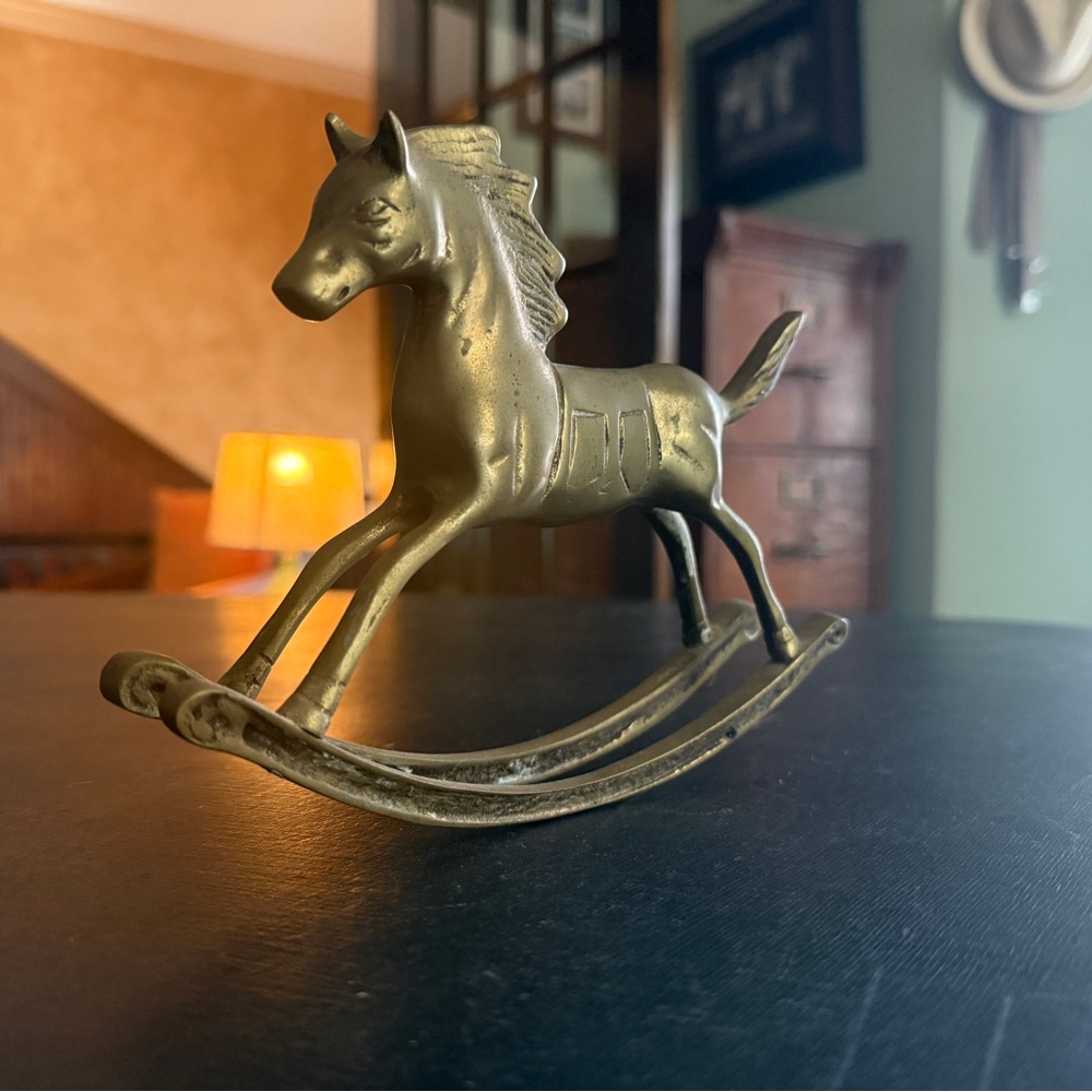 Vintage Brass Rocking Horse Figurine